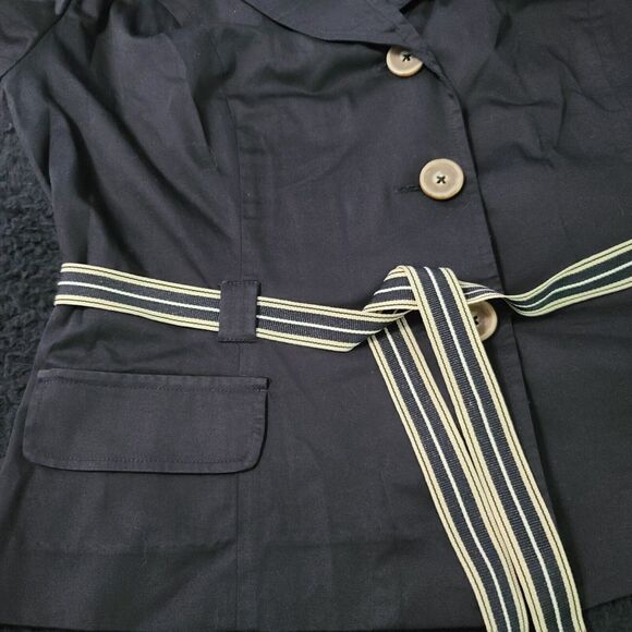 Robbie Bee Womens Belted Blazer Black Size 16 Cotton Blend Short Stretch Sleeve - Picture 10 of 12